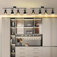 Vista 4 de Track Lighting Fixtures Ceiling Black Track Lighting Kitchen Light Fixtures Ceiling Light 4 Light Angle Adjustable Industrial Track Lighting Kit for