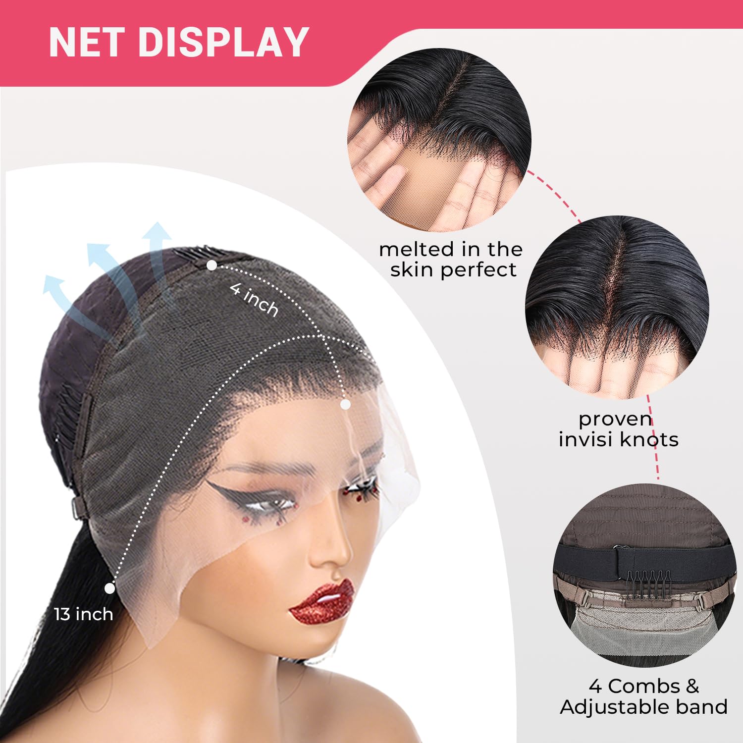 Straight Short Bob Wig Human Hair Natural Black Bob Wig for Women Straight Wigs Human Hair 13X4 HD Lace Front Wigs Human Hair Pre Plucked 180% Density Natural Color 180% Density 14 Inch - Image 4