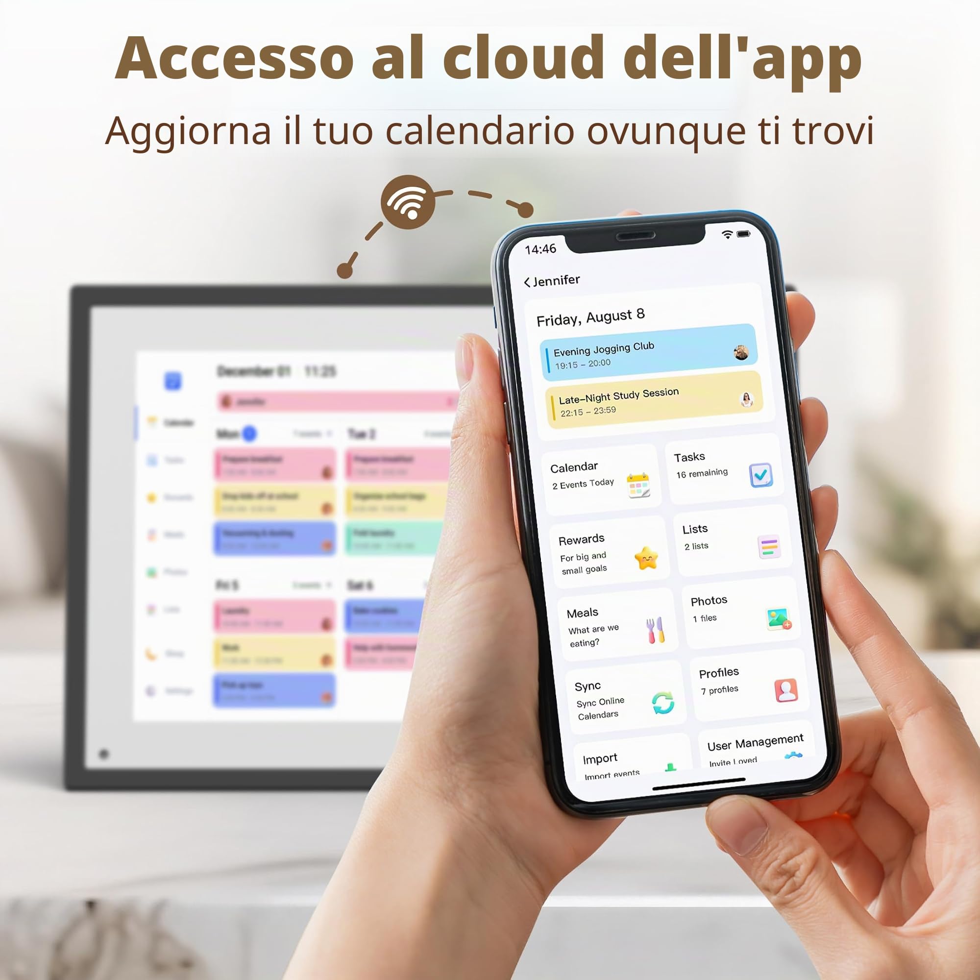 Calendario digitale da 25,4 cm, touch screen, calendario elettronico e grafico delle attività per pianificatore familiare mensile/settimanale, calendario intelligente interattivo con premi
