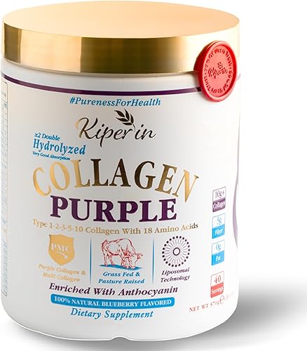 Polvo de proteína de péptidos de colágeno púrpura y múltiple  Clínicamente probado  Tecnología liposomal y antocianinas, avanzada con 18