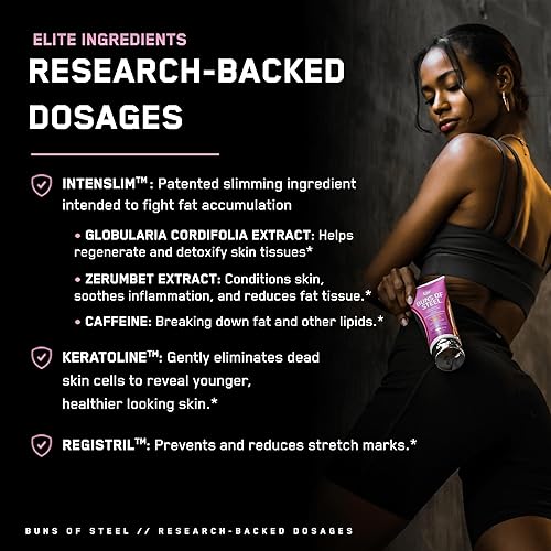 Miniatura 4 de SteelFit Buns of Steel Crema para la celulitis  15-20 días de suministro  Crema de máxima definición activada por calor para glúteos apretados y