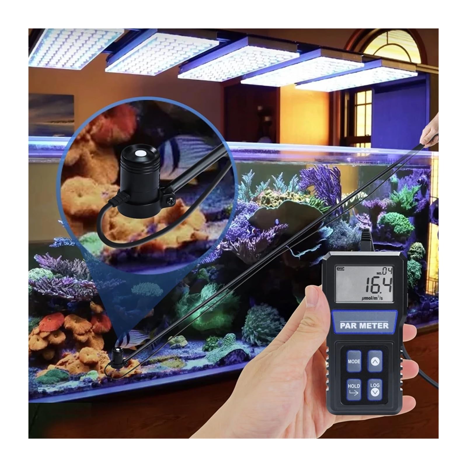 PAR Meter Light Lux Tester Illuminometer Fotosyntetyczne promieniowanie czynne PPFD Advanced Quatumn dla roślin Szklarnia Hydroponiczna(PAR 355)
