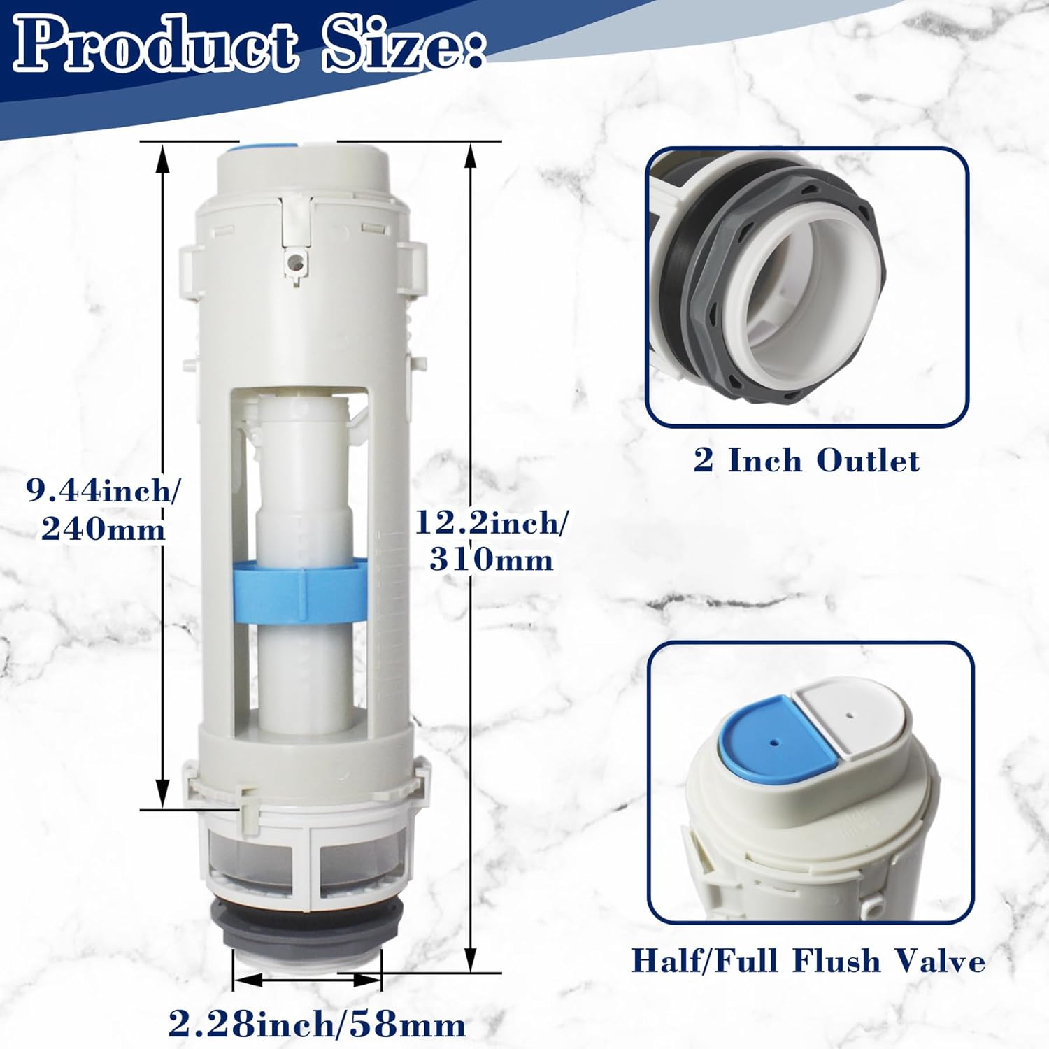 Toilet Flush Valves THU224 and Toilet Tank To Bowl Bolts Mounting Hardware Compatible with TOTO ST412M, ST416M, ST413M, ST464M