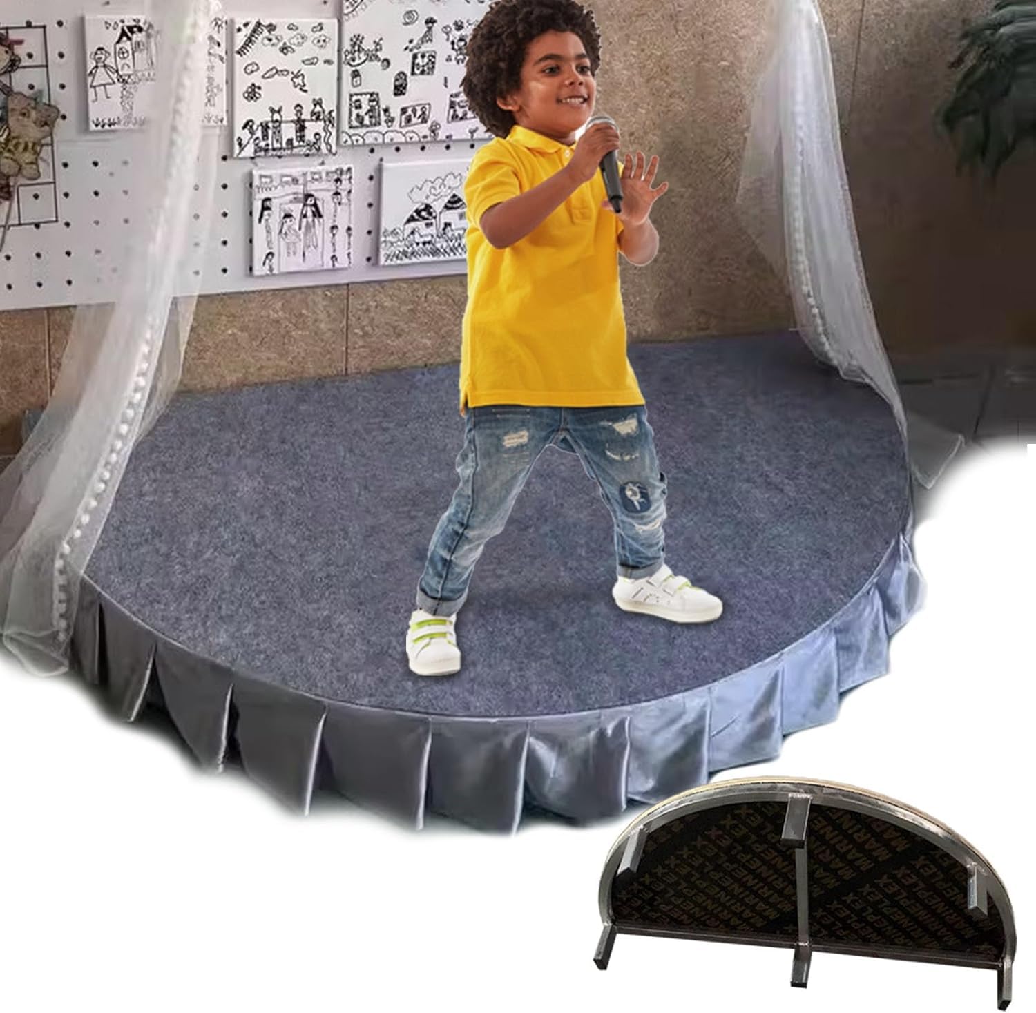 Escenario de Canto for niños: Resistente, semicircular(Gray)