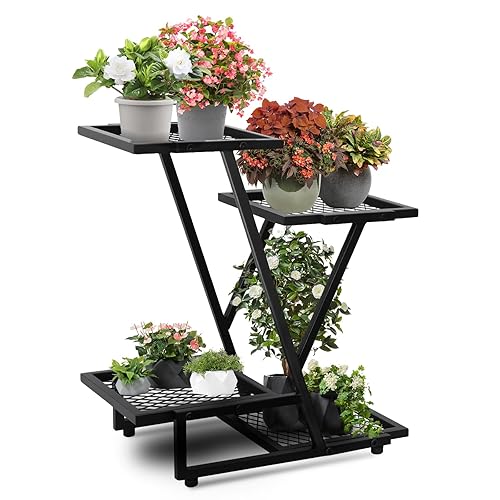 4Tier plant stand，outdoor plant stands for patio，Planter Display ShelvingIndoor Outdoor，Multiple