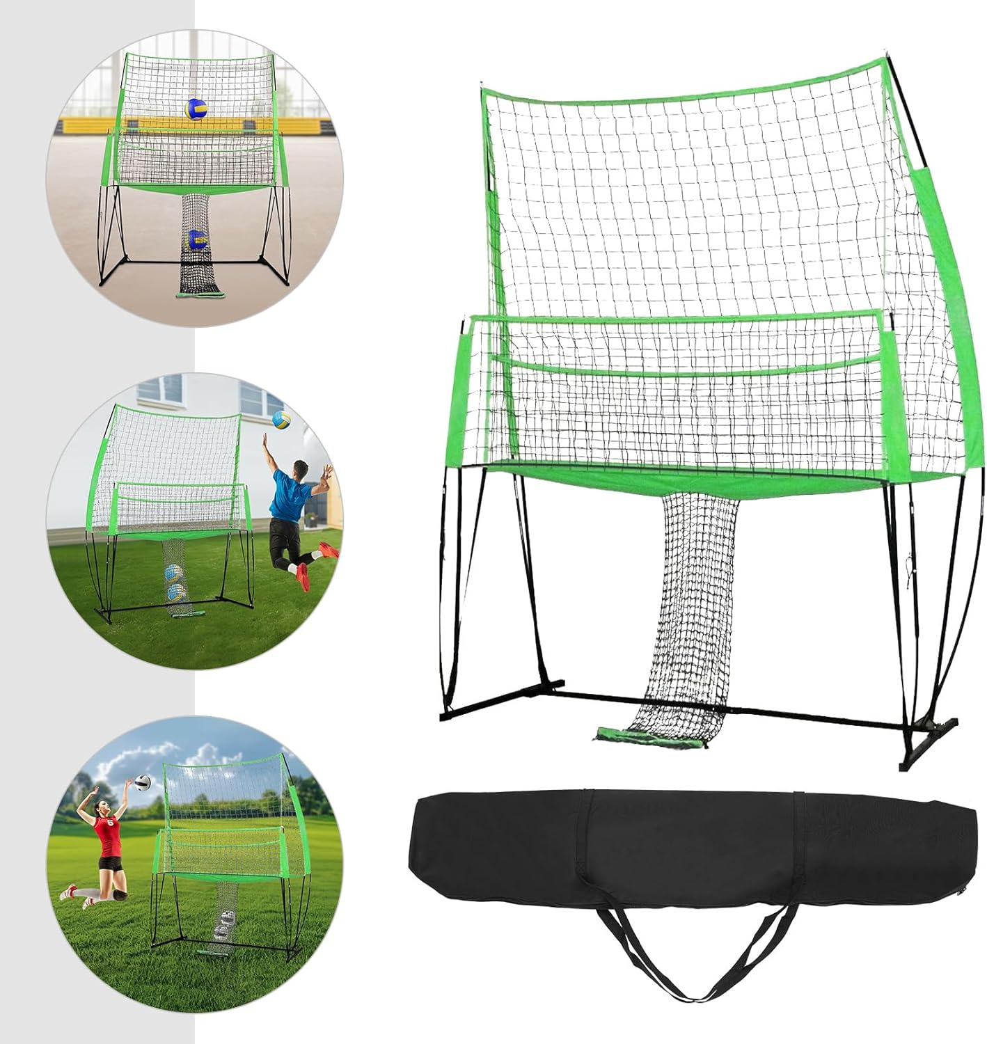 11x8ft Volleyball Training Net System for Indoor Outdoor Use, Portable Volleyball Practice Equipment Height Adjustable for Serving and Dunking Drills, Easy Setup
