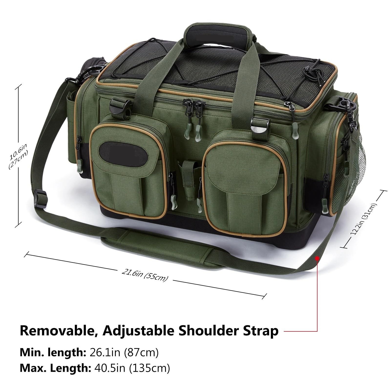 Borsa a Tracolla for Attrezzatura da Pesca, Resistente all'Acqua, Leggera, con Copertura Antipioggia sul Fondo Rigido Borsa da Pesca