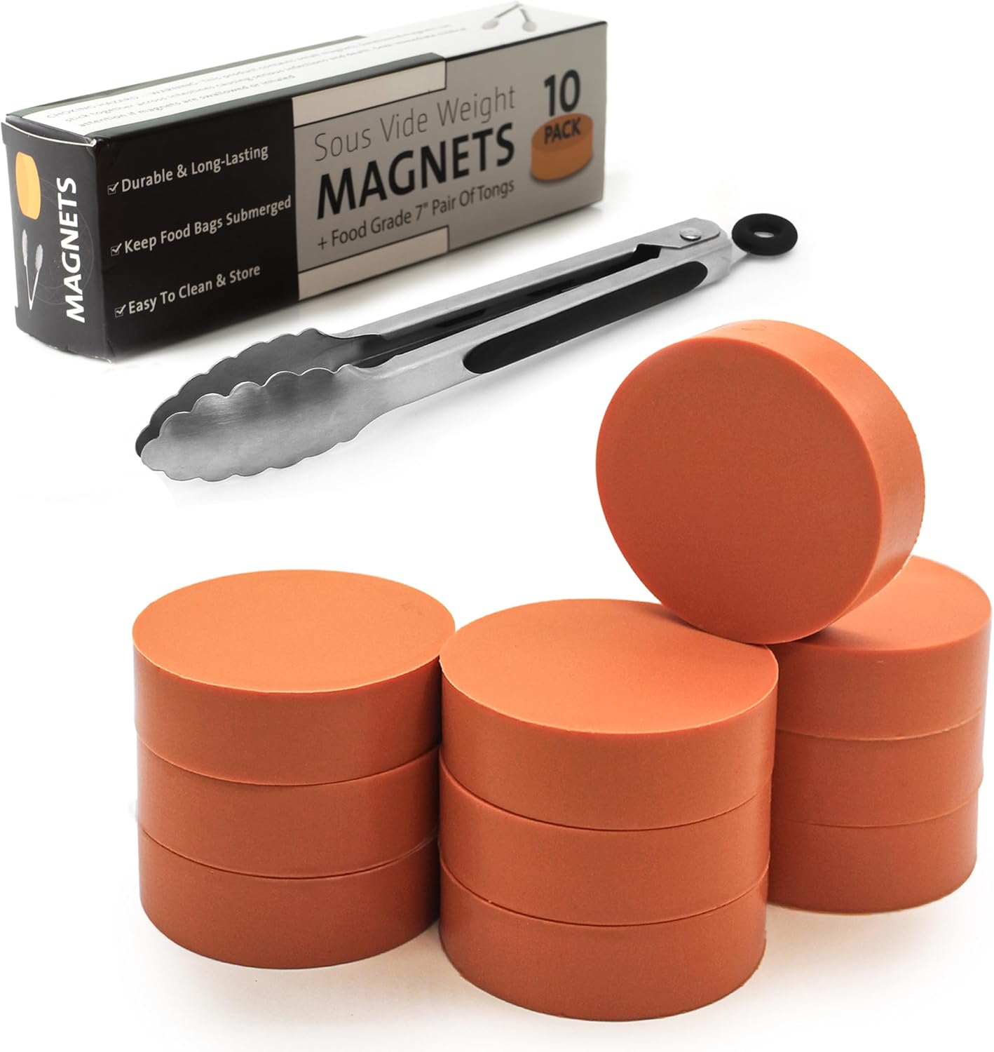 Imanes de peso Sous Vide de AKS Co  Paquete de 10 imanes recubiertos de silicona seguros para alimentos, diseñados para máquinas Sous Vide para