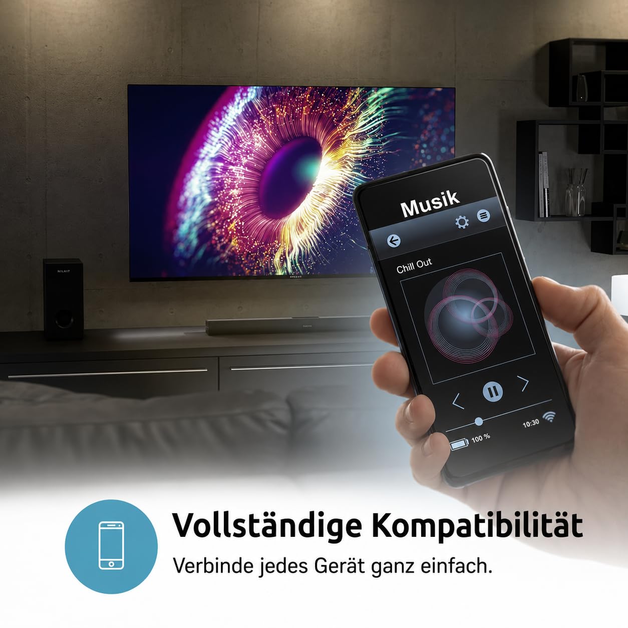 Nilait Harmony Soundbar per TV con Subwoofer, Bluetooth, HDMI ARC/eARC e Audio Surround per Home Cinema Harmony 120W