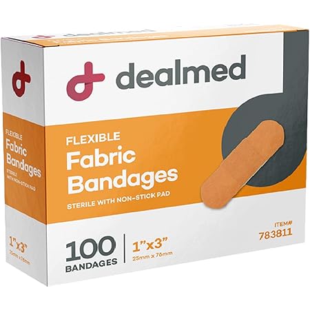 Dealmed Sterile Flexible Fabric Adhesive Bandages – 1x3 Inch – 100/Box - Breathable First Aid Strip Pack - Soft Stretch Wound Patch for Medical, Emergency Kits & Clinic