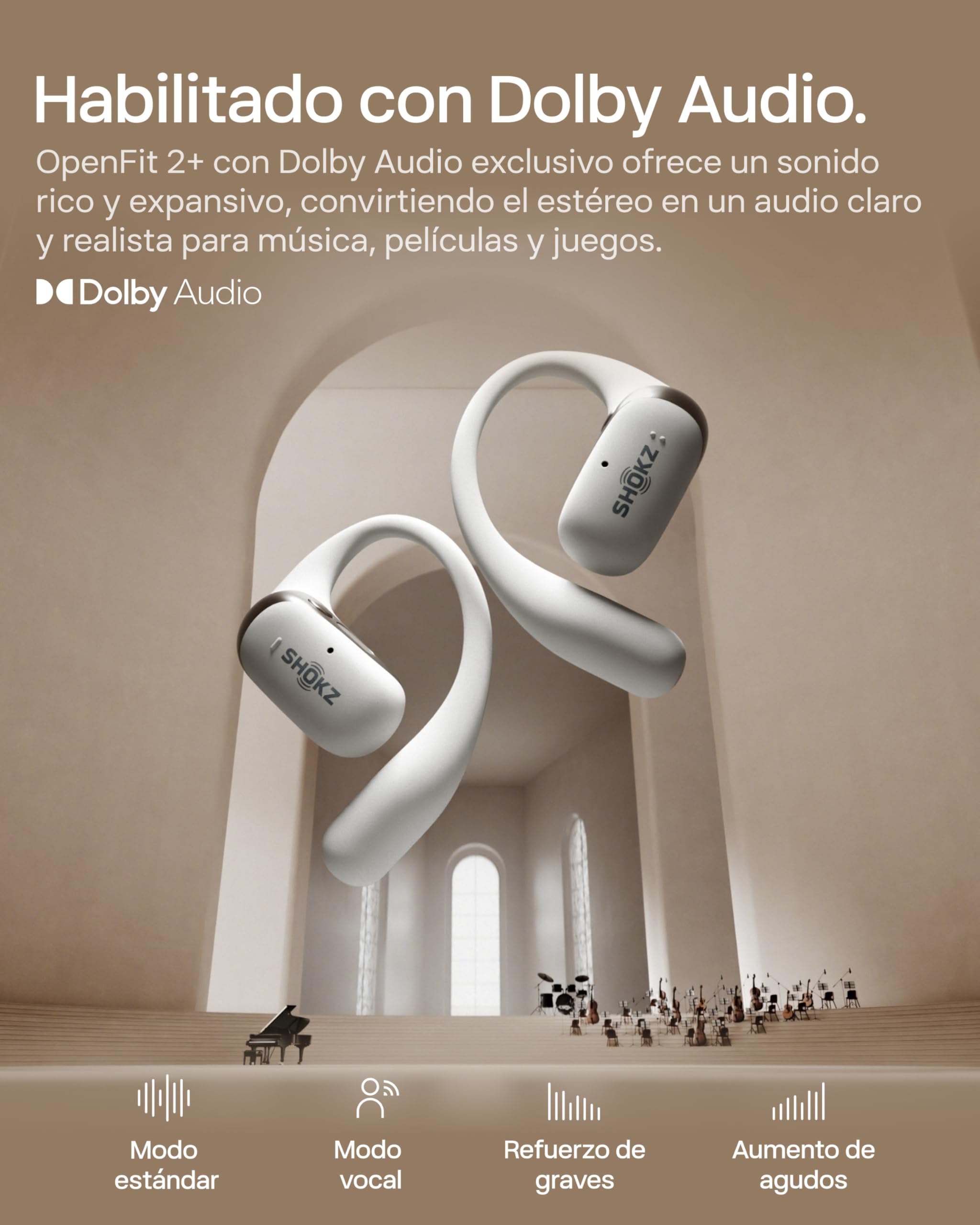SHOKZ OpenFit 2+ Auriculares Gancho Open-Ear,Dolby Audio, 48h de Uso, Negro | Auriculares Bluetooth con Mic. | Resistencia al Agua IP55 | Carga inalámbrica | Carga rápida | con Bolsa de Transporte