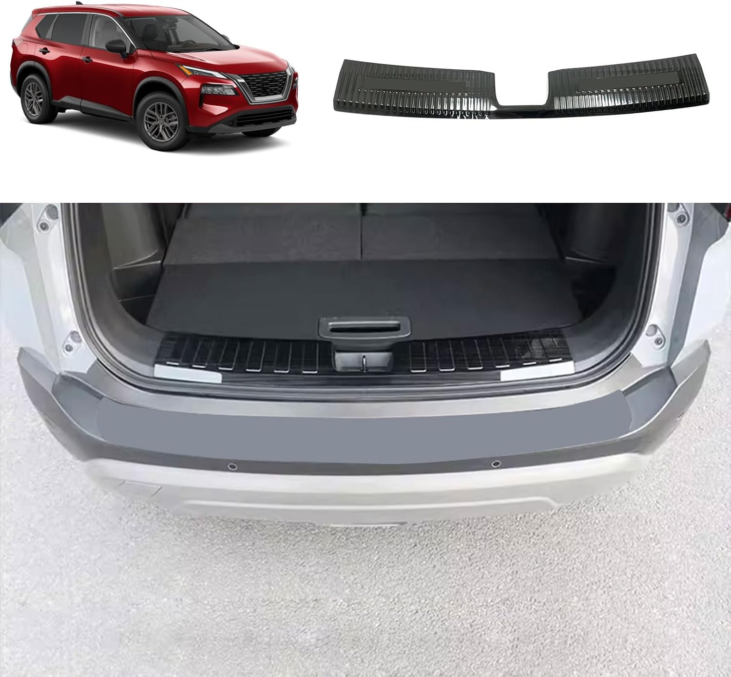 Rear Bumper Guard Cover Protector Compatible with Nissan Rogue 2021 2022 2023 2024 2025 2026 Inner Tailgate Sill Guard Cover Interior Car Accessories Stainless Steel 1PC(Silver)