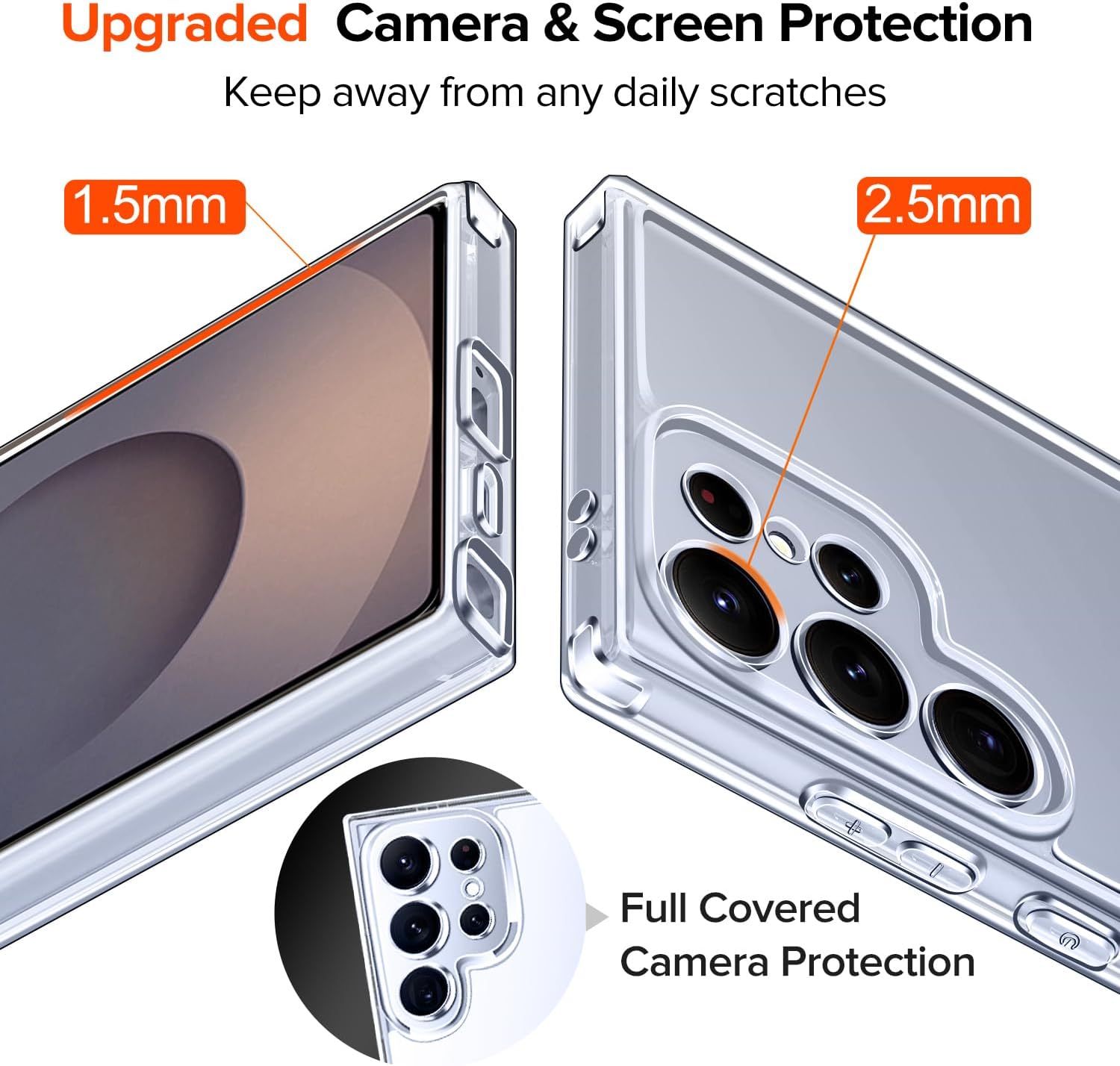 ivoler 3-in-1 Case for Samsung Galaxy S25 Ultra 5G 6.9” with 2 Pack Tempered Glass Screen Protector[Full Coverage], [Military Grade Protection] Slim Phone Bumper Cover Clear [Non-Yellowing] - Image 7