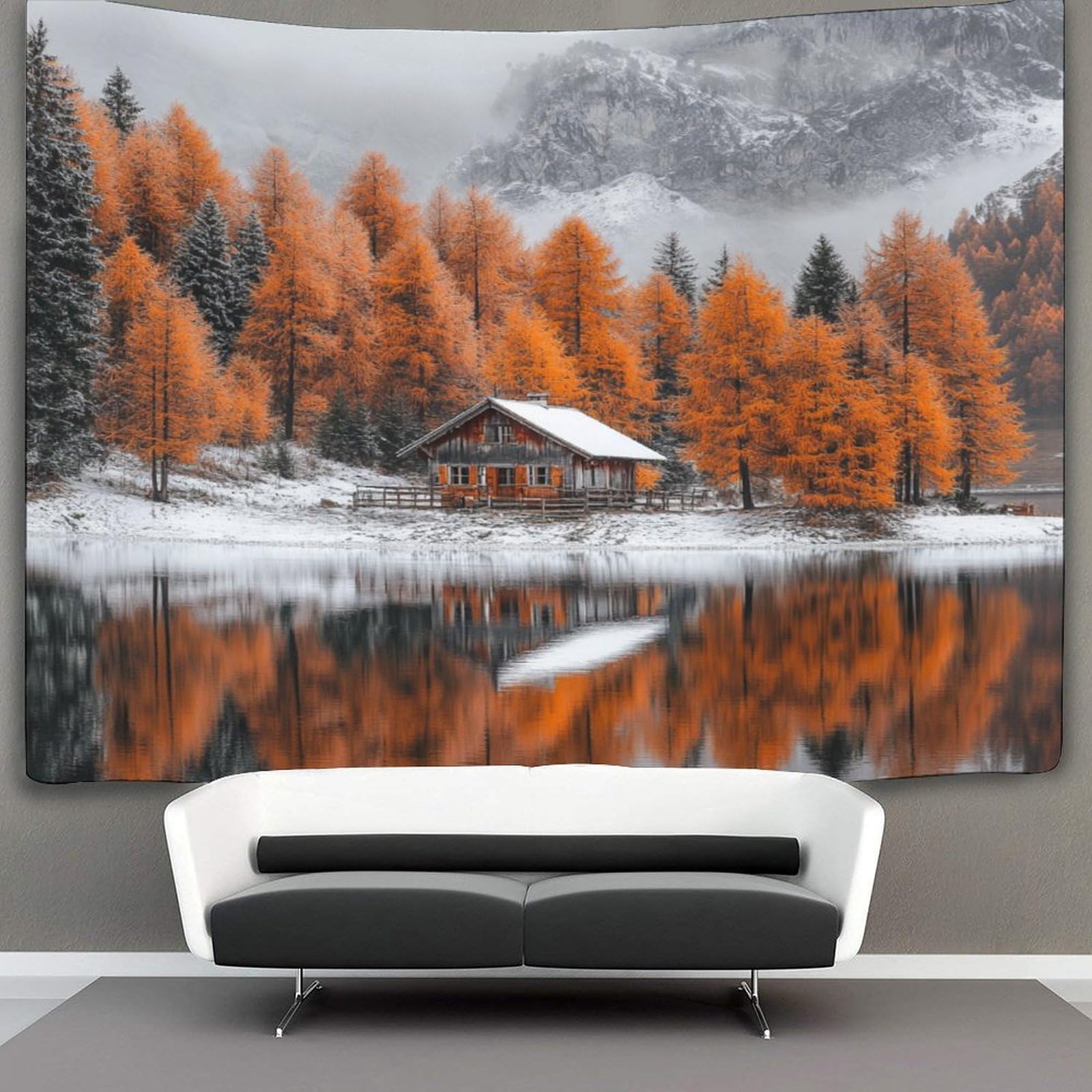 Tenture murale kaiyun bord de lac decoration interieure drap de lit pour esthetique chambre - 7