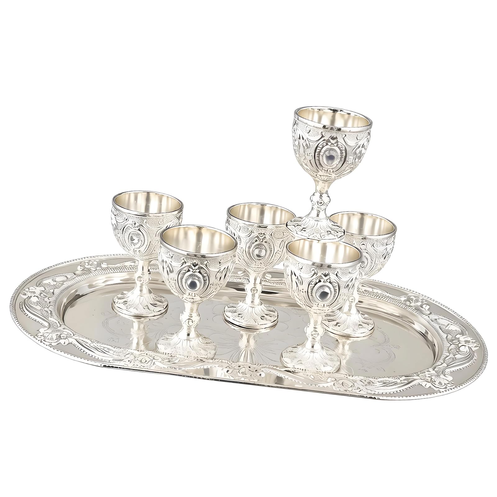 Buxuaaaa 6Pcs Tiny Metal Liquor Glass Set 30ML Alloy Shot Glass with Display Tray for Liquor and Cocktails Tasting Event High End Metal Mixture Irish Cups