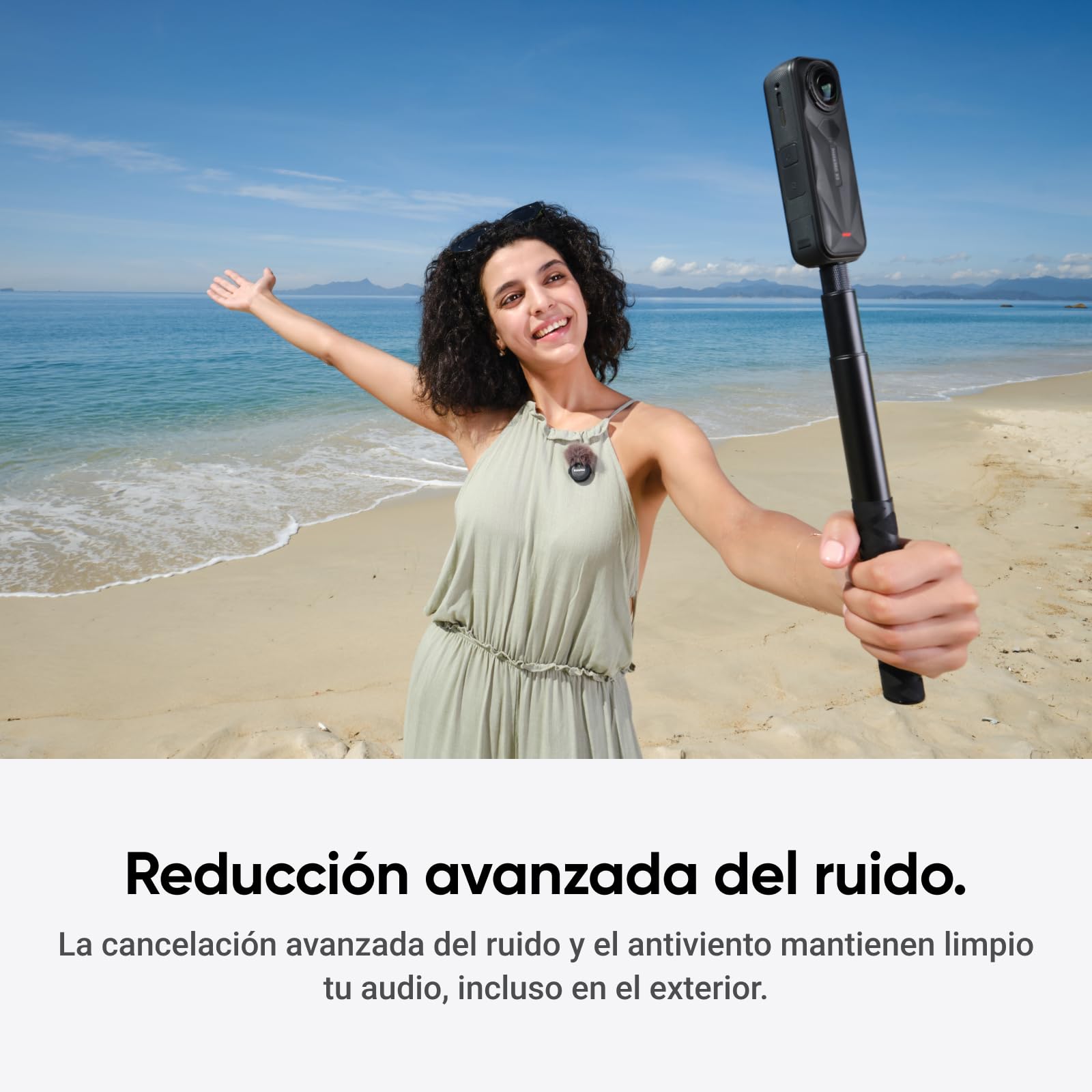 Insta360 Mic Air (1 TX + 1 RX), cancelación de Ruido, 300 m de Alcance, micrófono inalámbrico por USB-C para iPhone/Android/PC/Mac, vlog, Streaming