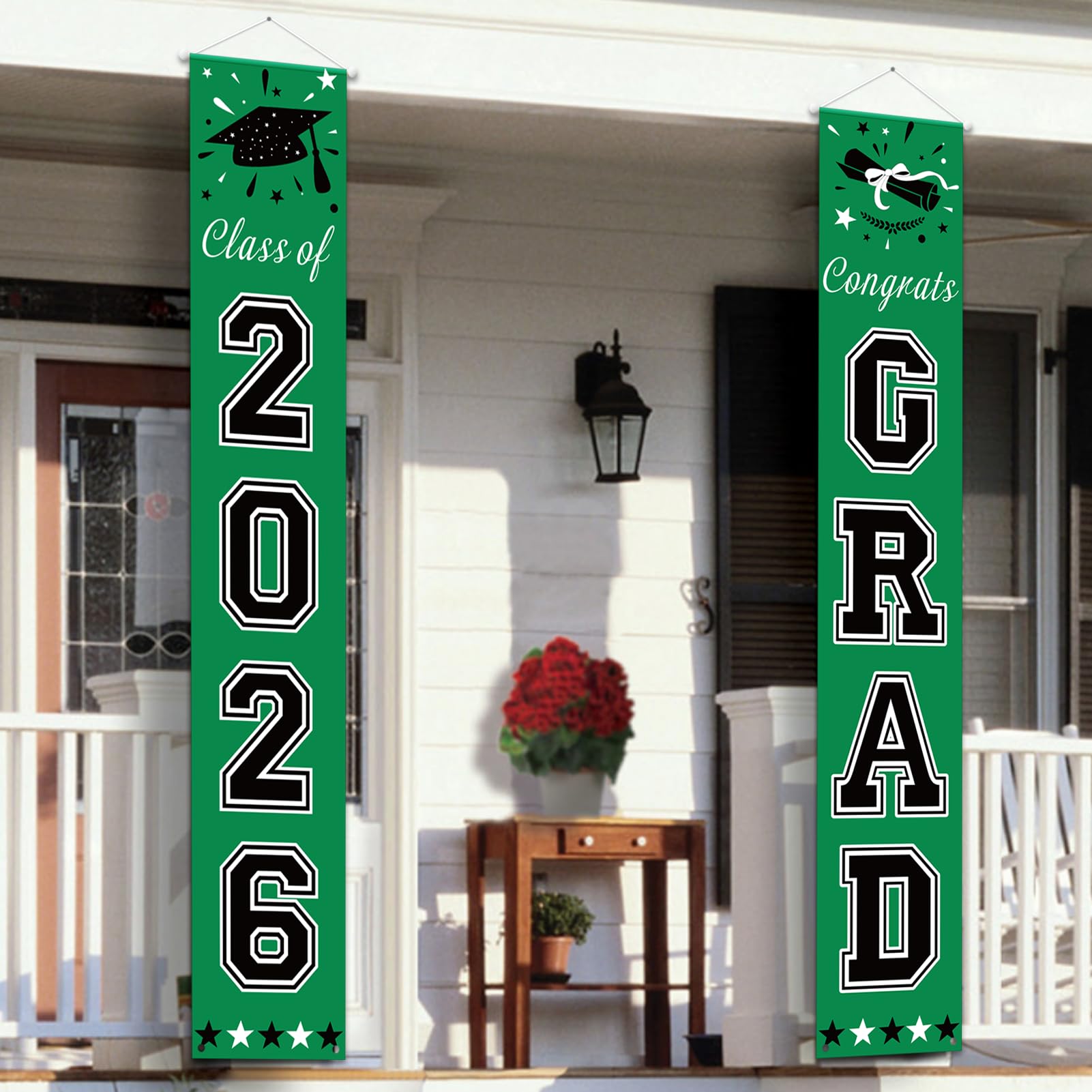 Photo 1 of DAZONGE Green Graduation Decorations 2026 - Class of 2026 Porch Banner for Party Supplies - 2026 Graduation Party Decorations for Any Schools or Grades
