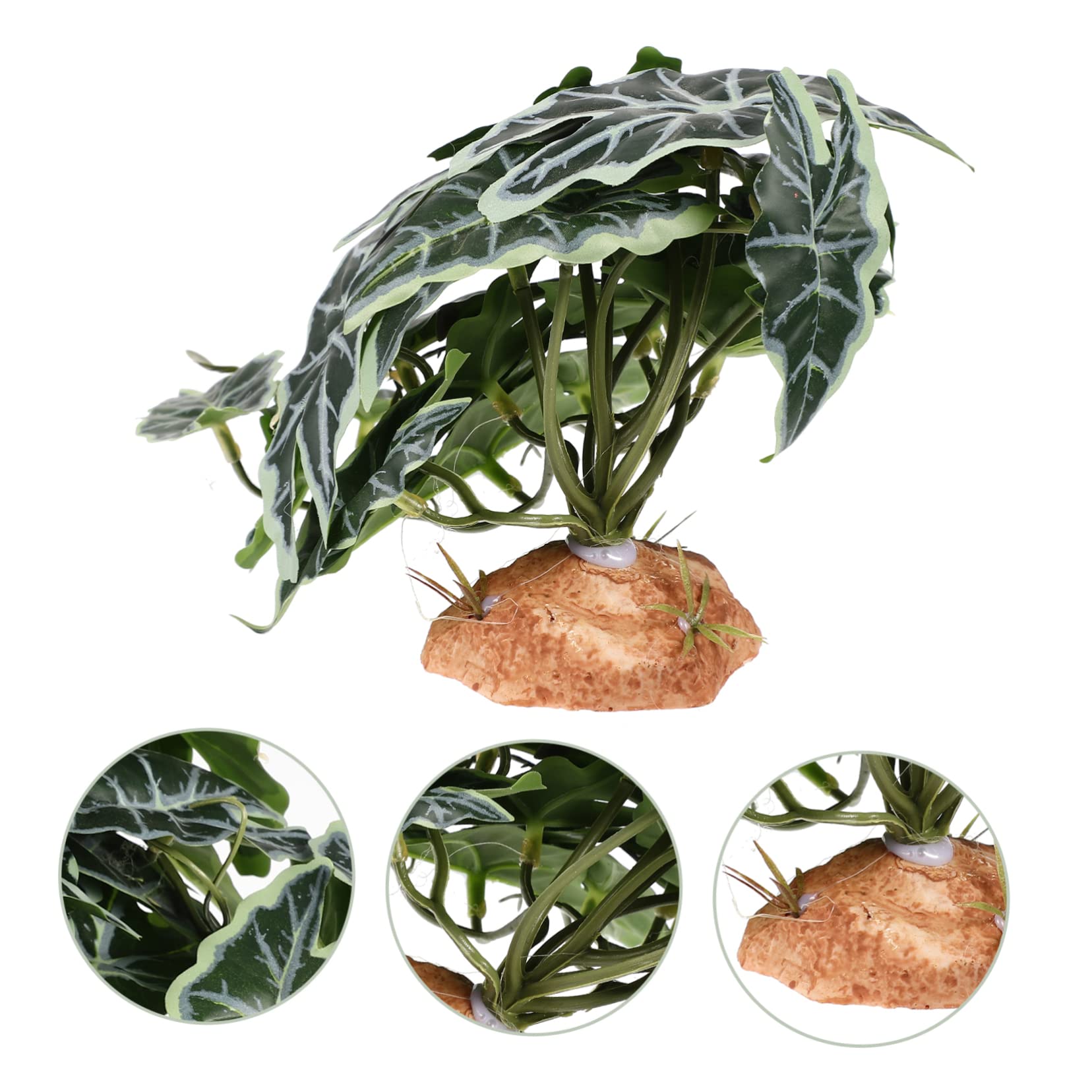 DOITOOL 4pezzi Decorative Artificial Reptile Plant for Terrariums and Aquariums Resin and Landscape Decoration with Base for Reptile Habitats Home Decor