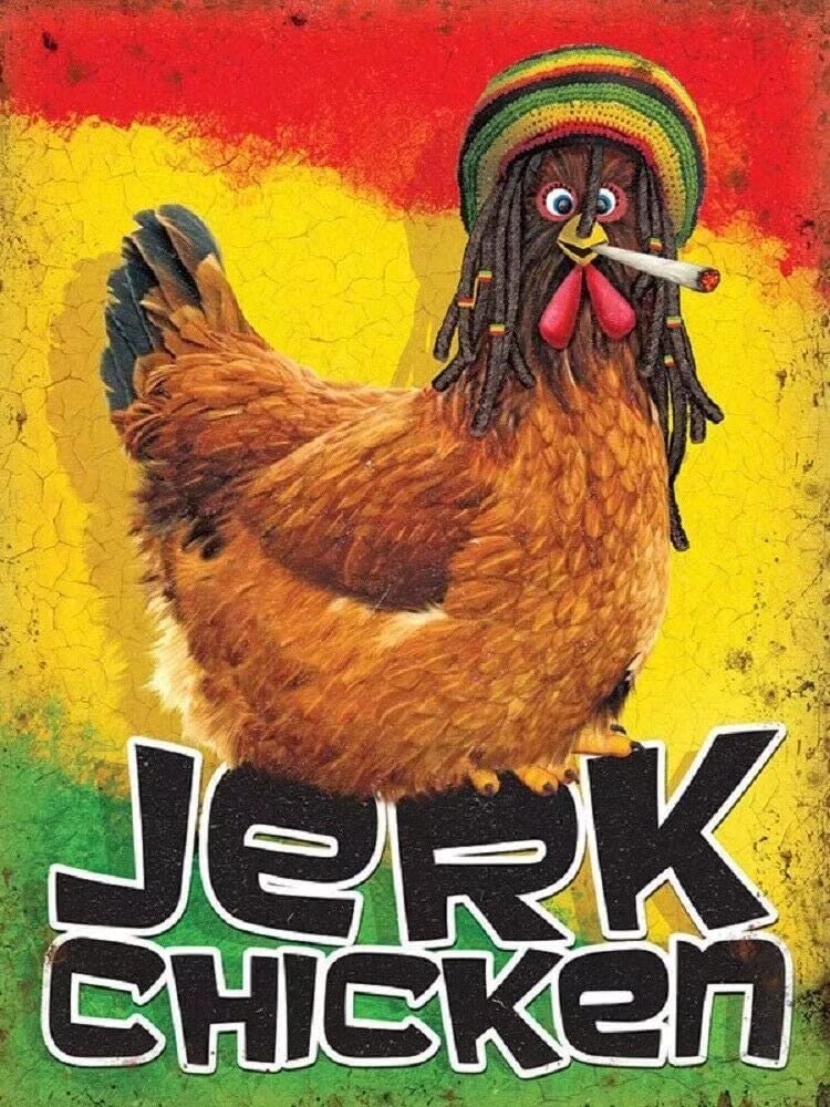 Bioprocess Jamaican Jerk Themed Tin Sign, Wall Decor, Metal Sign, Home Bar, Garage Tin Sign Wall Decor Poster Metal Sign 8X12 Inches