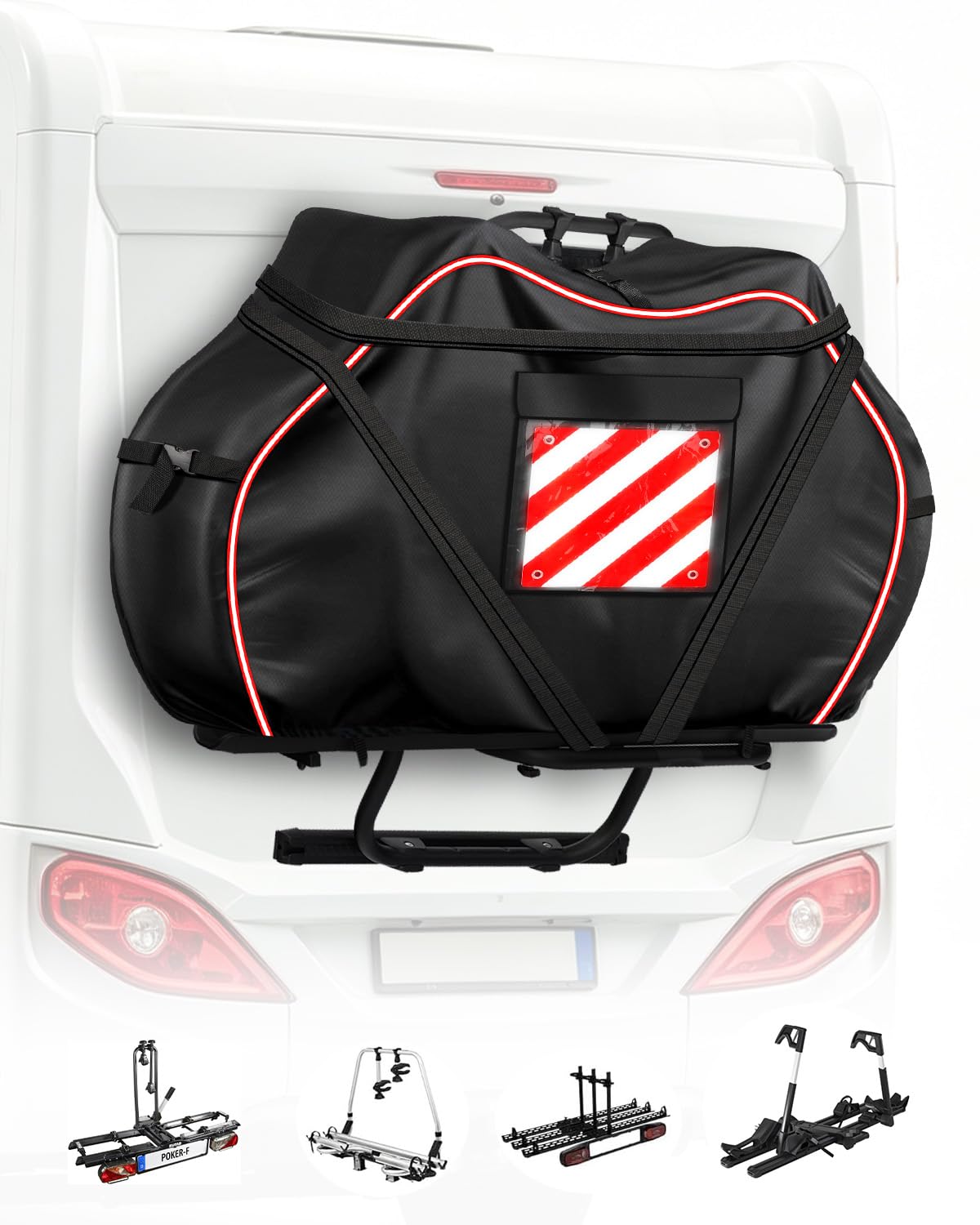 OlaVeg 600D Series Bike Cover 3 Bikes for Motorhome Hitch‑mounted Racks