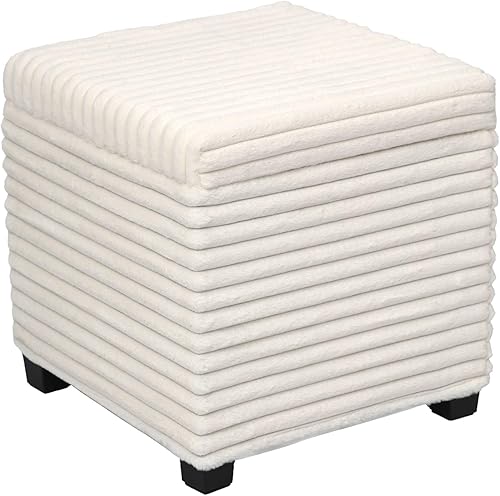 Miniatura 13 de Cubo otomano de piel sintética de 17.7 pulgadas con patas, taburete de tocador con marco de metal, taburete otomano de almacenamiento, soporta 770