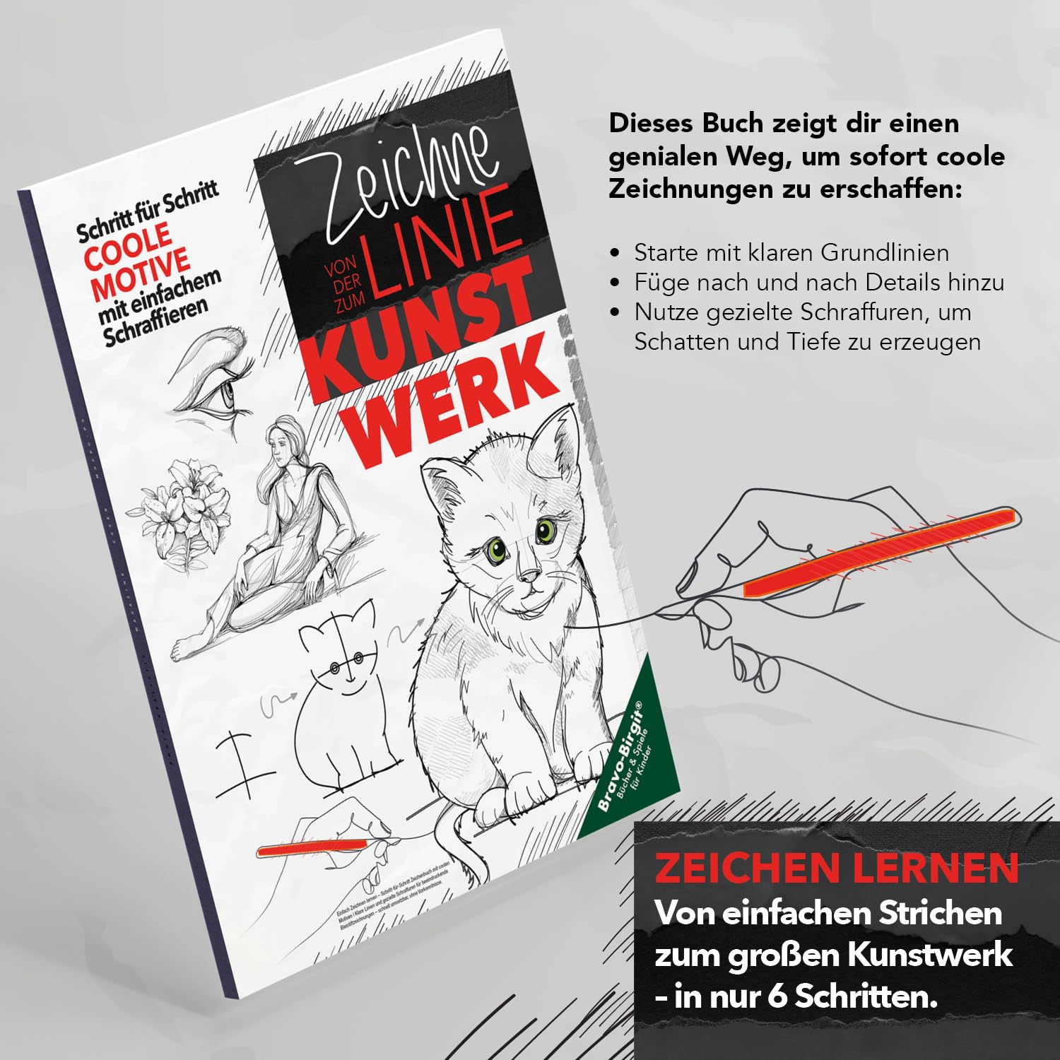 Einfach Zeichnen lernen – Schritt-für-Schritt Zeichenbuch mit coolen Motiven: Klare Linien & einfache Schraffuren für schöne Bleistiftzeichnungen – schnell umsetzbar, ohne Vorkenntnisse.