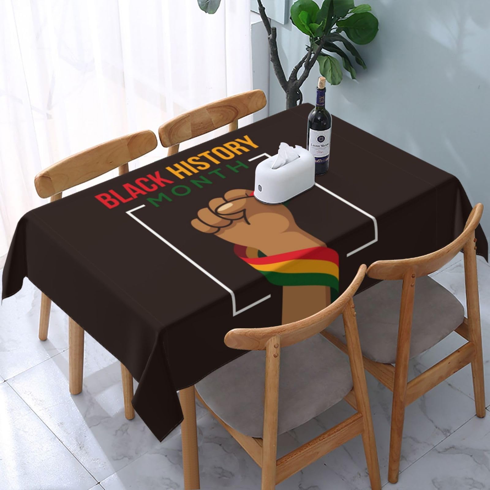 JunHeArt Black History Month Tablecloth Rectangle Table Cover Washable Table Cloths Decor For Kitchen 54" X 72"
