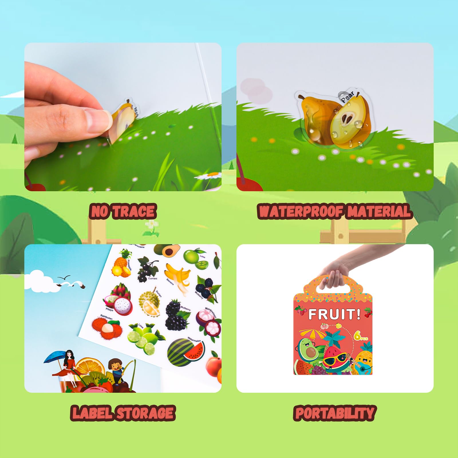 Wiederverwendbares Stickerbuch Bauernhof Für Kinder – 6 Blätter, 210 Sticker, PVC, Für 3–6 Jahre