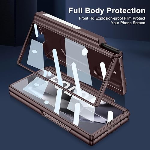 Miniatura 54 de DOOTOO - Funda para Samsung Galaxy Z Fold 6 con soporte de anillo, Z Fold6 S Pen con soporte y cubierta deslizante para cámara y protector