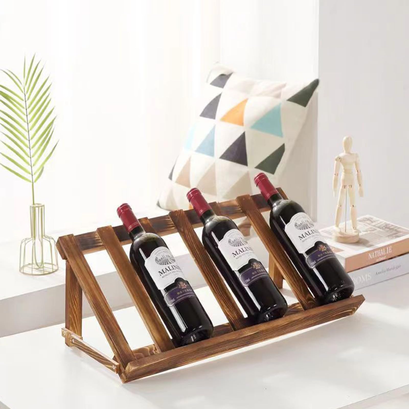 Botellero De Madera Apilable, Estante De Almacenamiento De Vino, Estantes De Almacenamiento De Vino De Bricolaje De 6 Botellas, Botellero para Cocina, Despensa, Bodega, Gabinete Charcoal