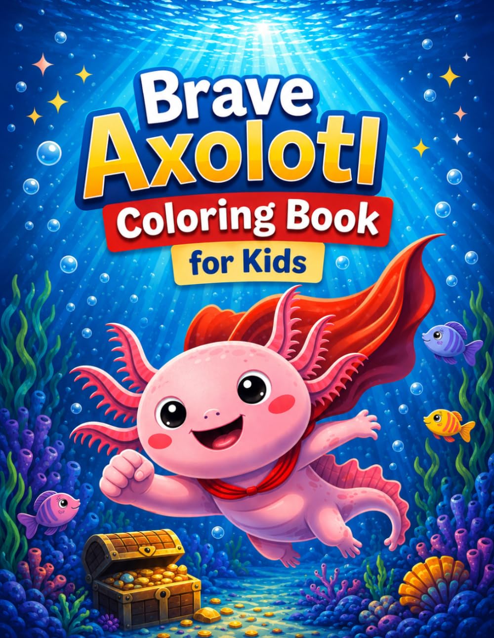 Brave Axolotl Coloring Book for Kids: 50 Superhero Coloring Pages and Motivational Quotes to Build Confidence, Courage, and Big Dreams