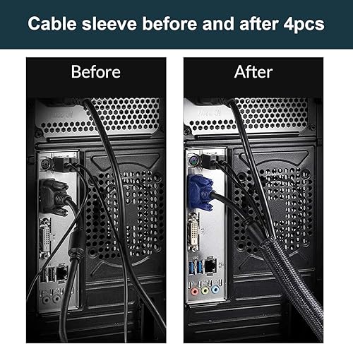 Miniatura 4 de Kit de organización de cables de 210 piezas, 5 organizadores de cables para escritorio, 28 clips para cables, 100 bridas de sujeción, 4 fundas