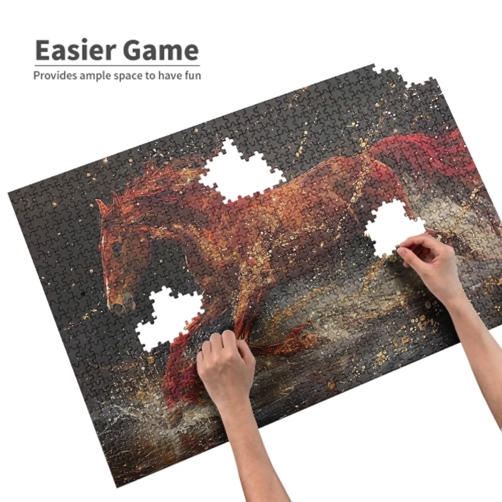 Puzzle Caballo Puzzle 1000 Piezas,Animal Rompecabezas Desafiante,Juego Puzzles Adultos,Impresión de Alta Definición Colorido Puzzles Madera con Caja de Regalo,Home Decoration,Regalo Mujer,p380t