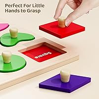 Vista 4 de Rompecabezas de madera para niños pequeños de 1 a 3 años, rompecabezas de tablero clasificador de formas Montessori para 1, 2, 3, juguetes