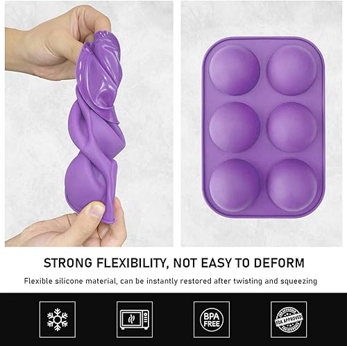Miniatura 5 de Molde de silicona semiesfera de 6 cavidades para hacer bombas de chocolate caliente, pasteles, gelatina, pudín, jabón hecho a mano, molde de media
