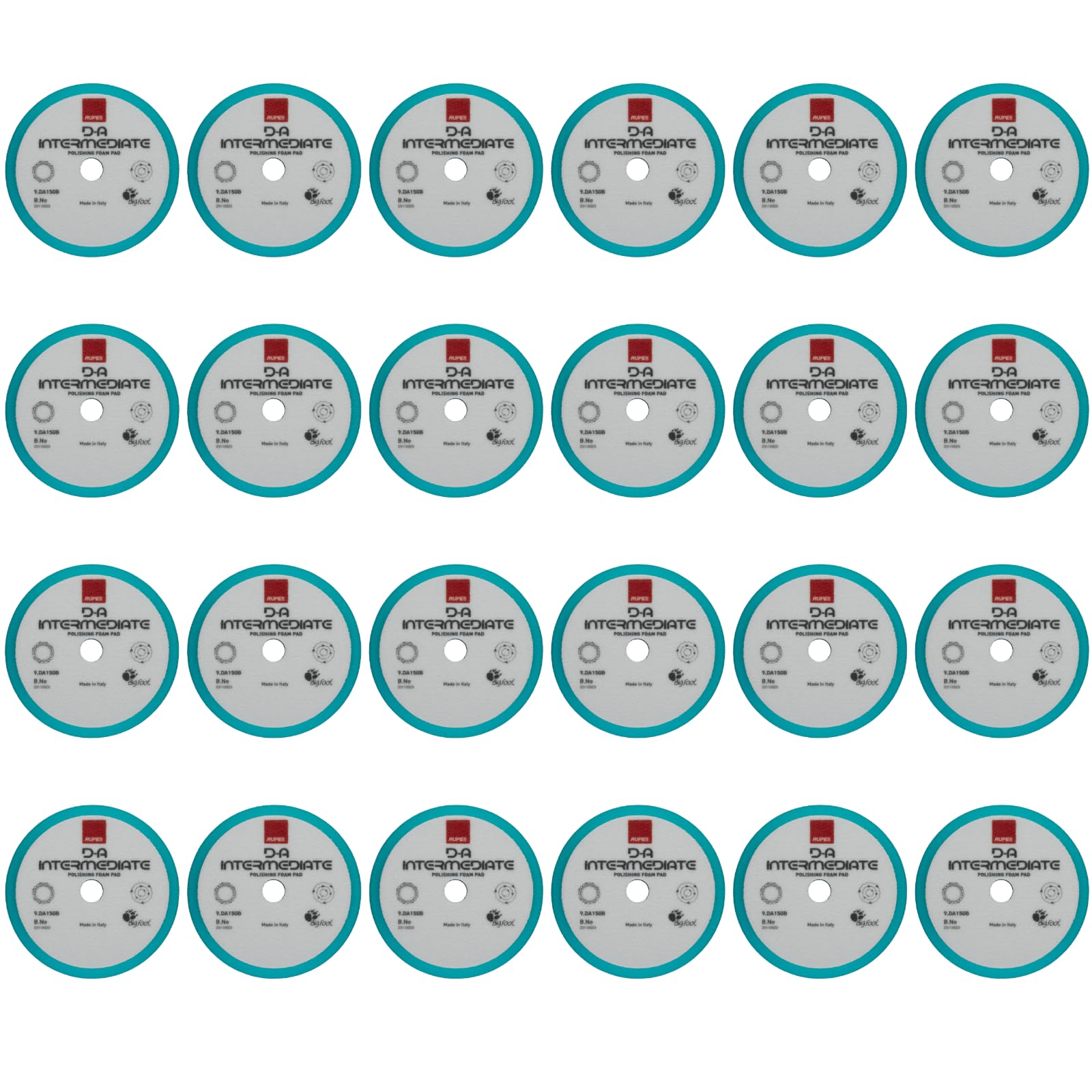RUPES 9.DA150B Pack of 24 Light Blue D-A Intermediate Foam Polishing Pads 150mm | Ideal for Paint Correction &amp; Gloss Enhancement | Improves Cutting Performance | Compatible with 5" Backing Plate