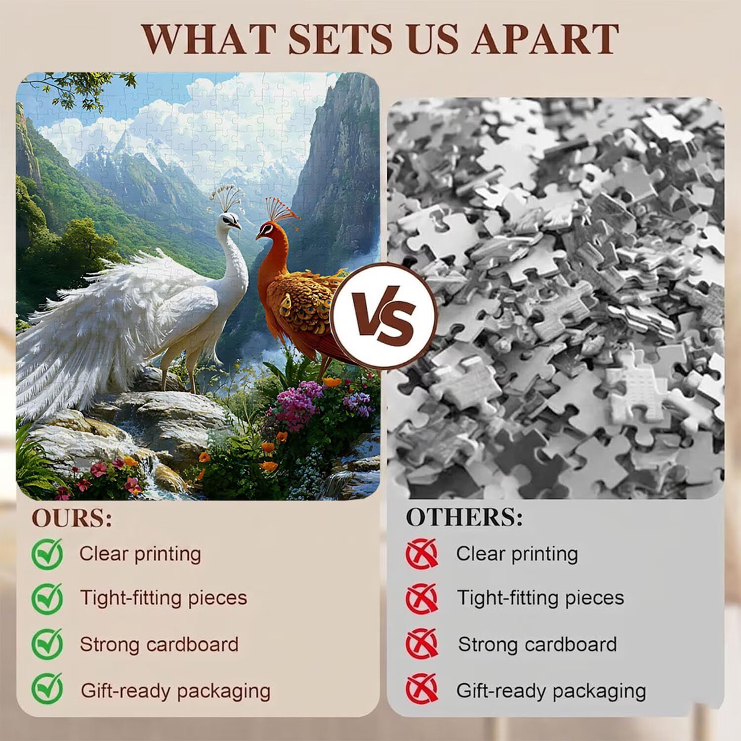 Paon Paysage-2 Puzzle 1000 Pièces pour Adultes, Format 75 x 50 cm, Challenge Casse-Tête de Famille, Loisirs Créatifs et Relaxation, Pièces Robustes avec Lettres au Dos, Décor Murale Salon f0-579