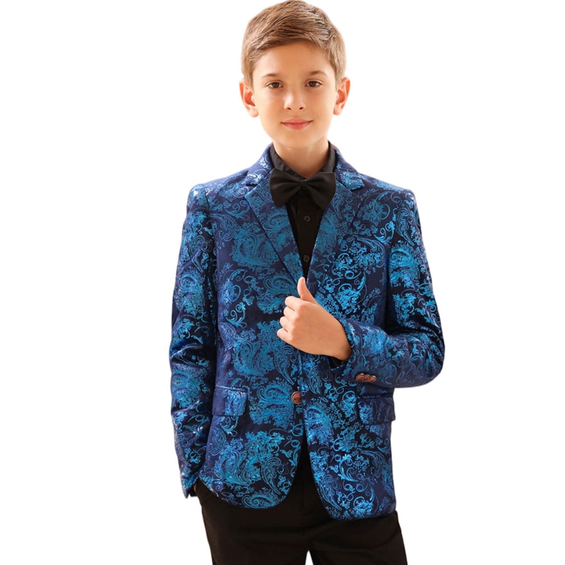 Boys Jacquard Suits Slim Fit Tuxedo Suit Notch Lapel 2 Pieces Suit Set Jacket Pants for Party Formal Wear