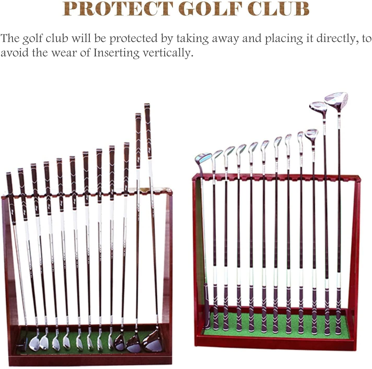 Katzowen Golf Club Organizer, Golf Putter Rack Golf Club Storage Rack, Can Hold 13 Clubs, Rustic Wooden Golf Putter Display Rack