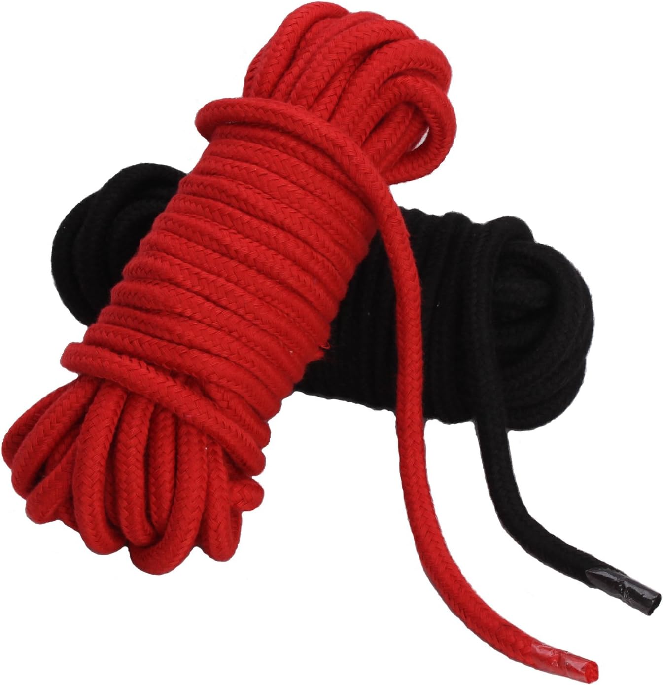 Soft Cotton Rope Pack of 2x33 feet All Purpose Durable Long Rope Strap (2-Pack, Red, Black)