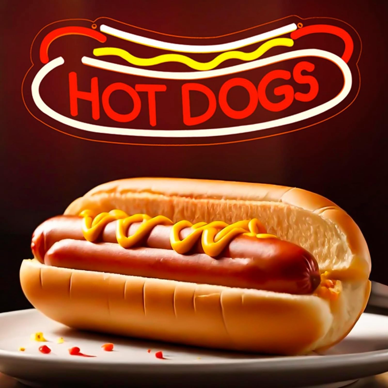 Hot Dogs Neonschild für Wandation, Hot Dogs LED Geschäftsschilder für Fast Food Läden Weihnachtsgeburtstagsfeier Geschenke LED Art Wall Hanging ative Lichter