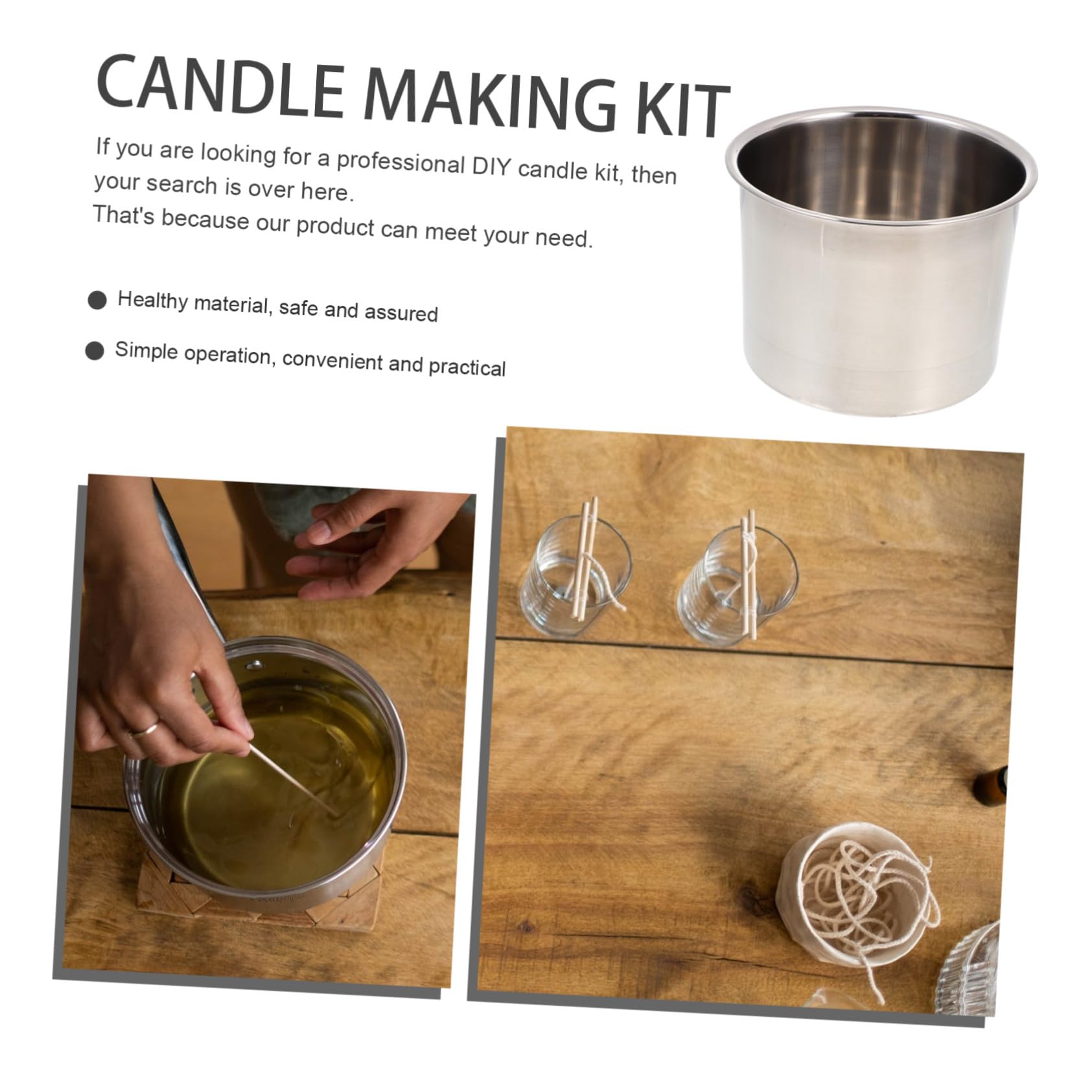 OFFSCH Kit Para Hacer Velas Aromáticas y Vaso Para Derretir Cera De Soja, Material Artesanal, Color Transparente, 1 Unidad, Bricolaje Para Manualidades, Obsequio Adecuado Para Festivales Familia