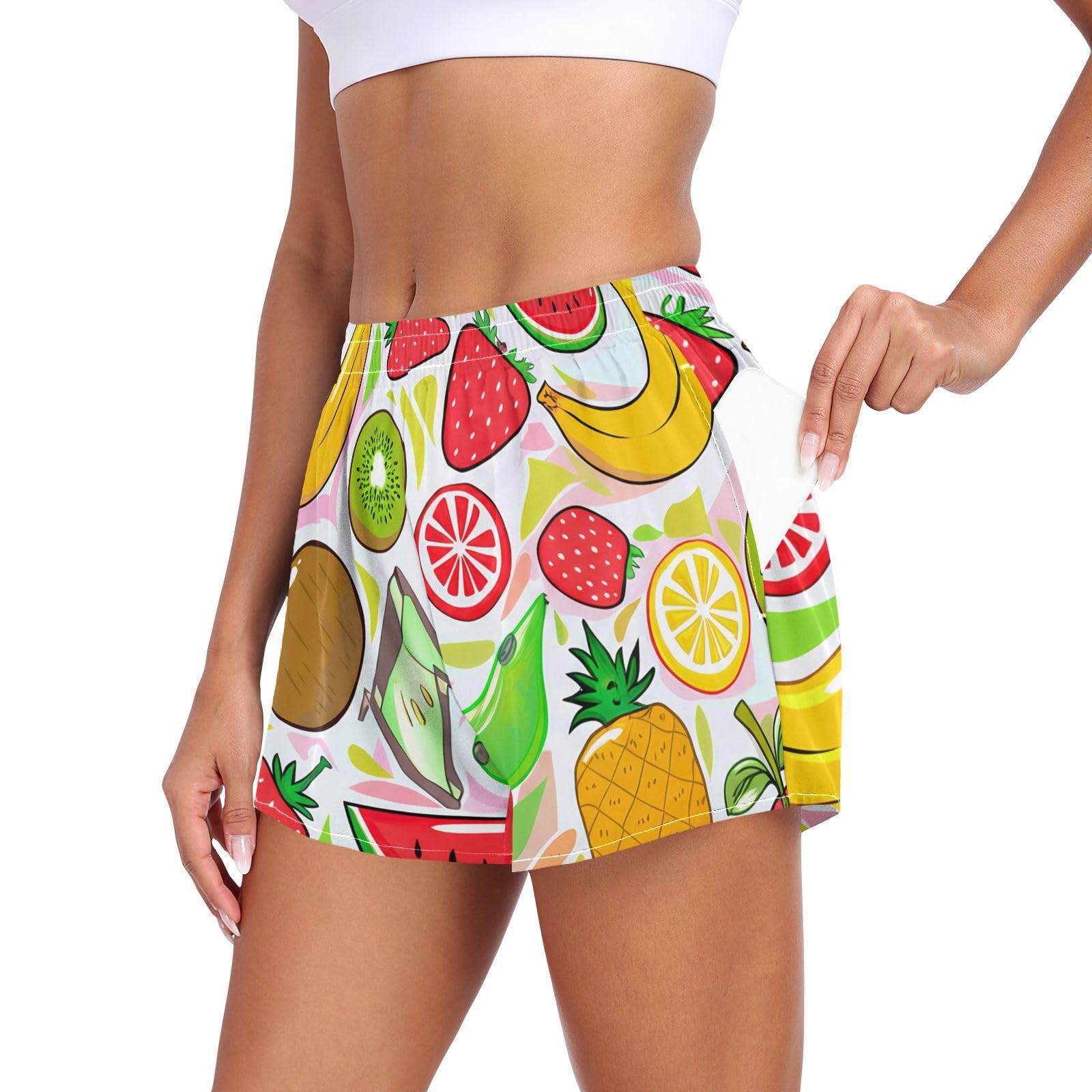 UMIRIKO Women Athletic Shorts Fruits Bananas Running Shorts for Women 2XL 202c1151