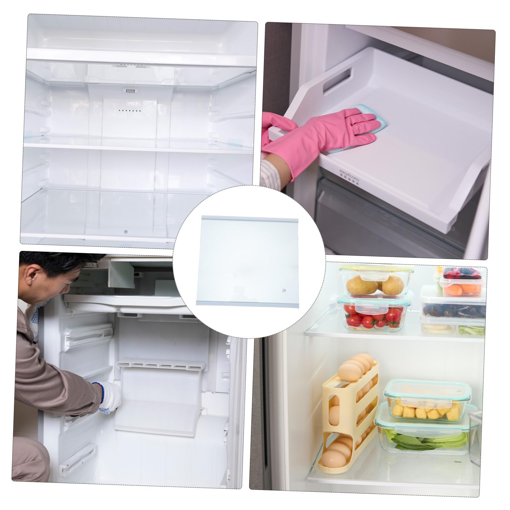 SHINEOFI Ripiano in Vetro Temperato per Frigorifero Divisorio Resistente e Facile da Pulire per Organizzare lo Spazio Interno del Frigorifero