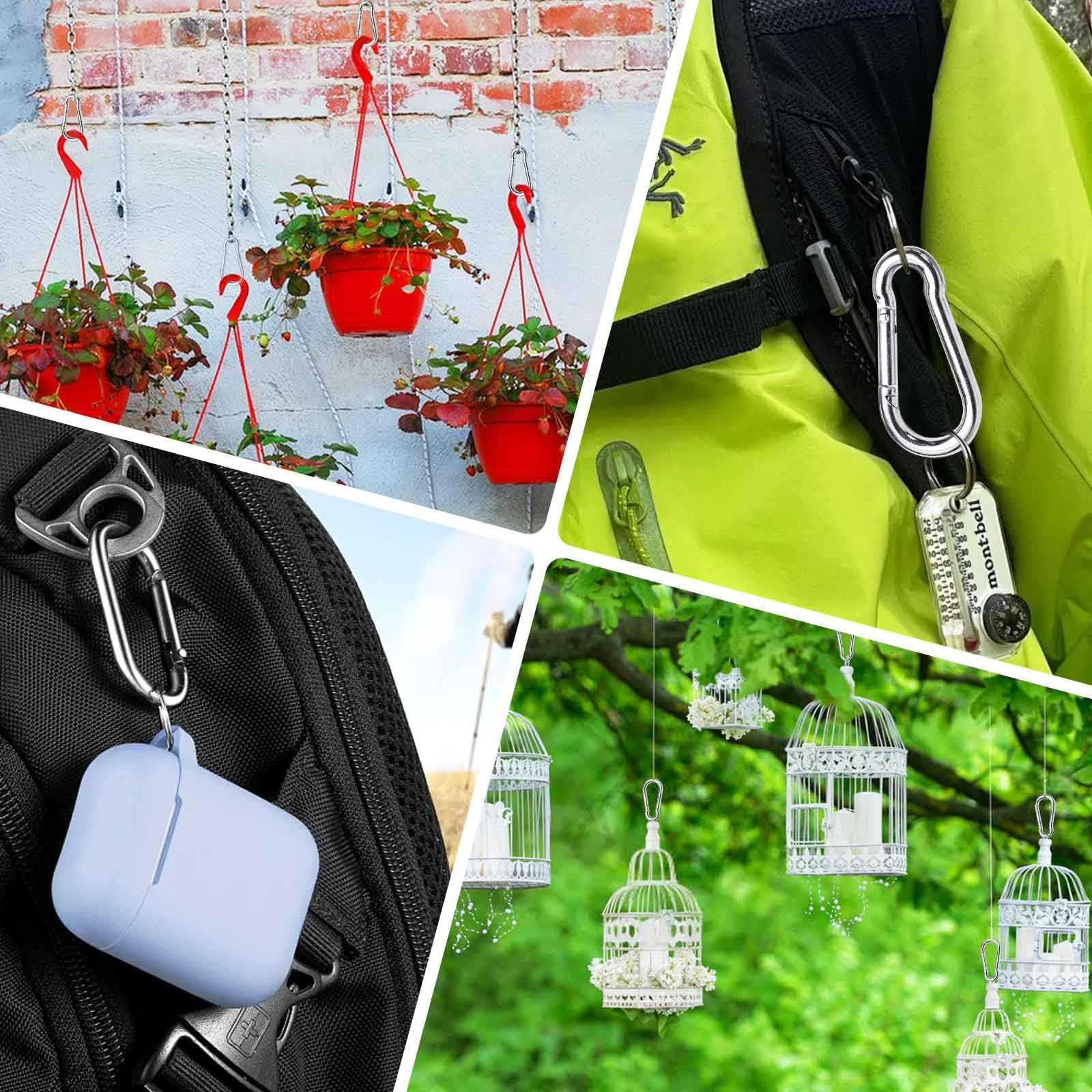 20 Pièces Mousqueton INOX,Argent Mousqueton Escalade,Petit à Ressort Porte-Clés,Mousquetons Charge Maximale de 36 KG pour Sac à Dos Laisse Chien Camping Pêche Voyage