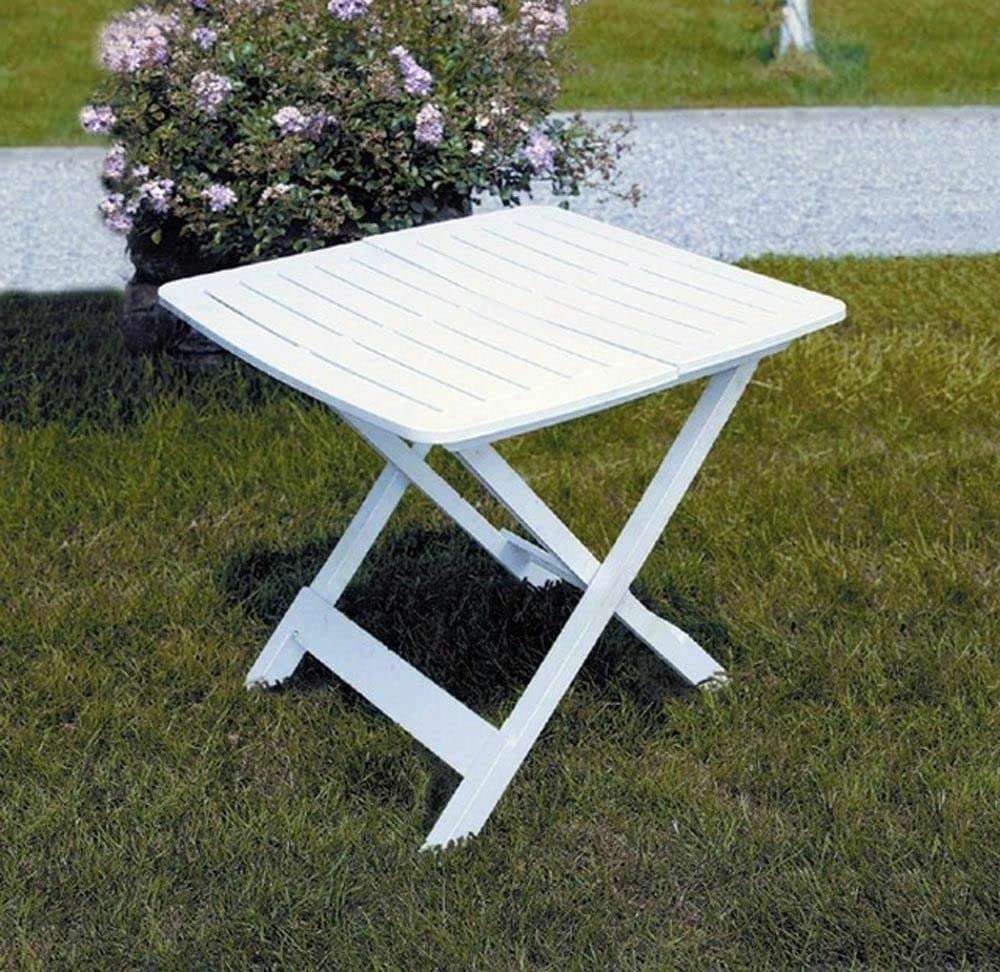 My Brand Tavolo Pieghevole da Esterno Bianco in Resina 80x72x70 cm | Arredo giardino e balcone, chiuso occupa 6 cm, già montato, richiudibile, salvaspazio