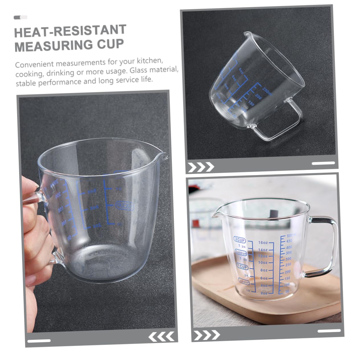 2 pièces Tasse à Mesurer Graduée Verre Borosilicate de Pratique pour Baking et Mesure de et Facile à Nettoyer