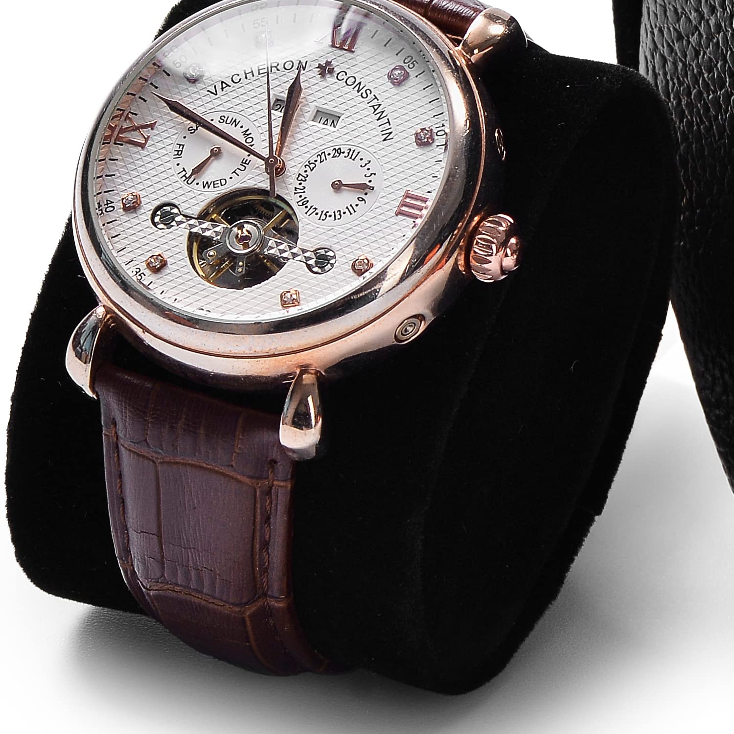 Oirlv Luxe PU Cuir Etui Montre,Boite a Montre Homme,Rangement Pour Coffret Cadeau Noël Anniversaire Boite Montre(Noir)