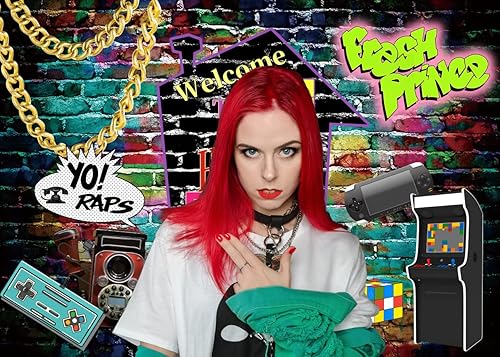 Miniatura 5 de Telón de fondo de graffiti de la vieja escuela de 7x5ft 90s decoraciones de fiesta temática de los años 90 F72