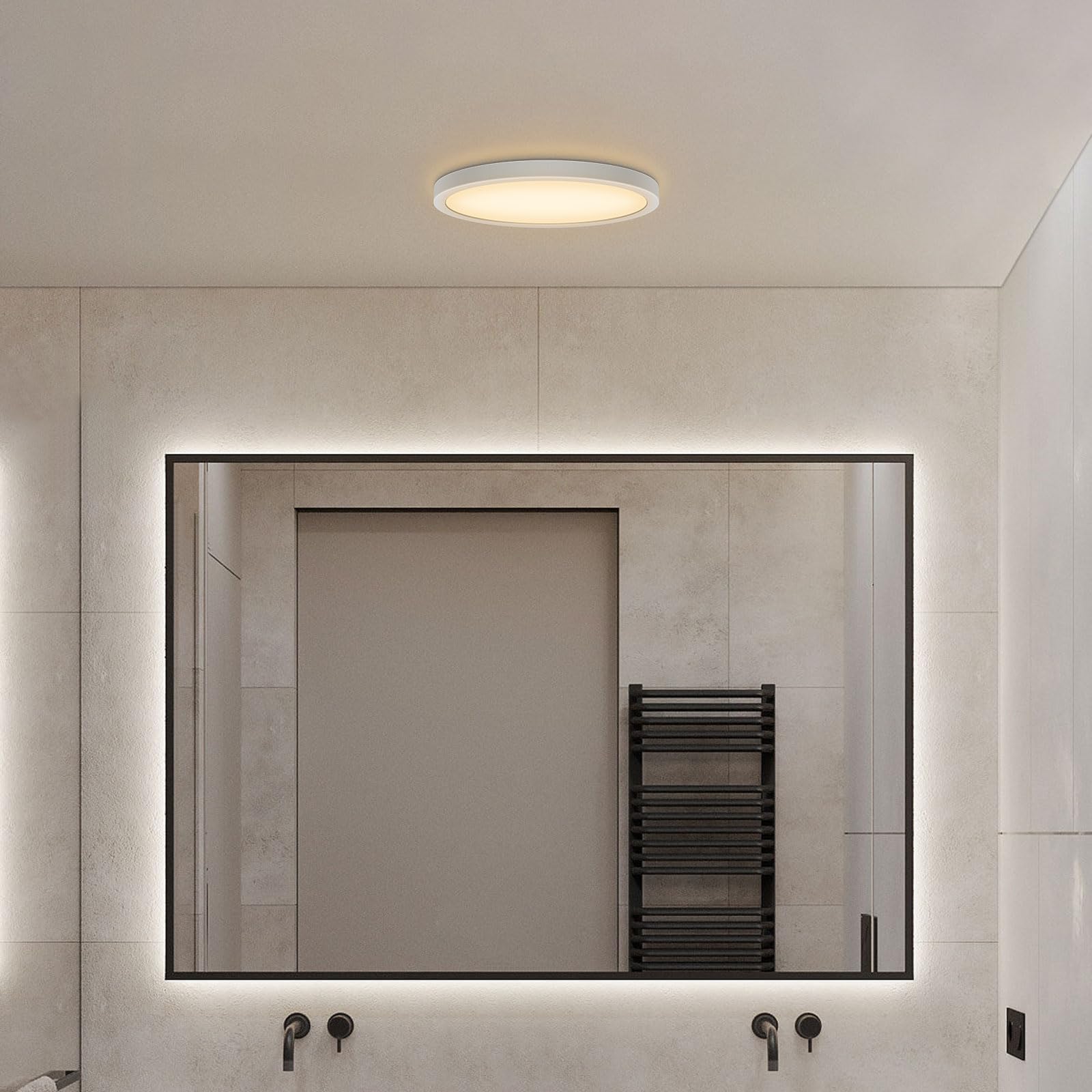 VIPMOON 9W LED Ceiling Light, Modern Round Bathroom Light, Mini Size Ultra-Thin Ceiling Lights, Warm White 3000K, Flush Mount Ceiling Light for Hallway Bedroom, Porch, Balcony, Kitchen